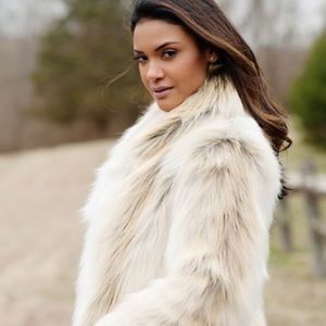 ARCTIC FOX SHAWL COLLAR - FAUX FUR JACKET XL -  NWOT - FLAWLESS